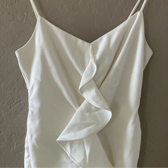 Likely Kelaya Bodycon Cocktail Dress Cream Ruffle Tulip Front Sleeveless Size 8 - Picture 4 of 13